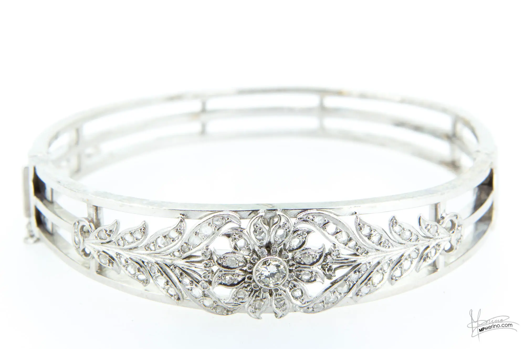 Close-up of a white gold ring