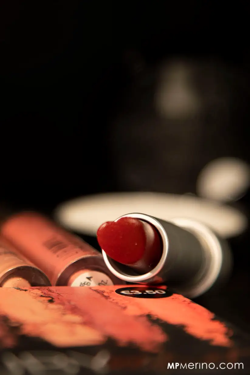 Close-up of a heart-shaped lipstick