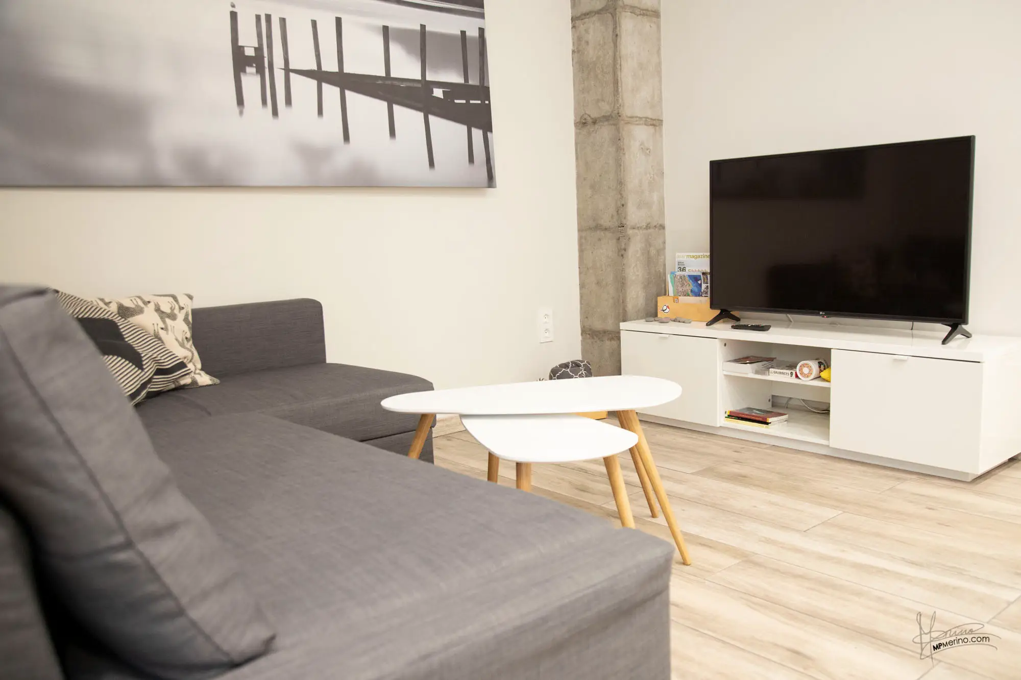 Interior photograph of the living room of a holiday flat