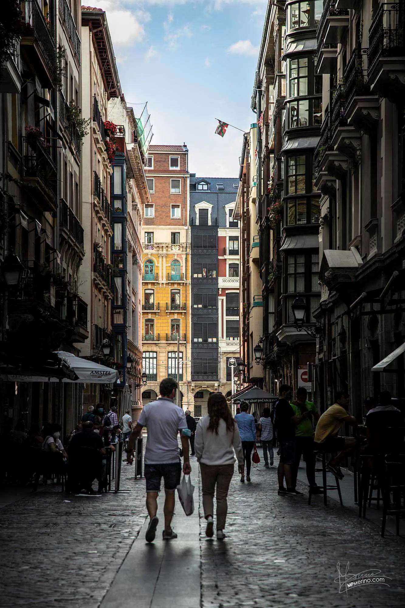 Photograph of a street in the Old Town of Bilbao