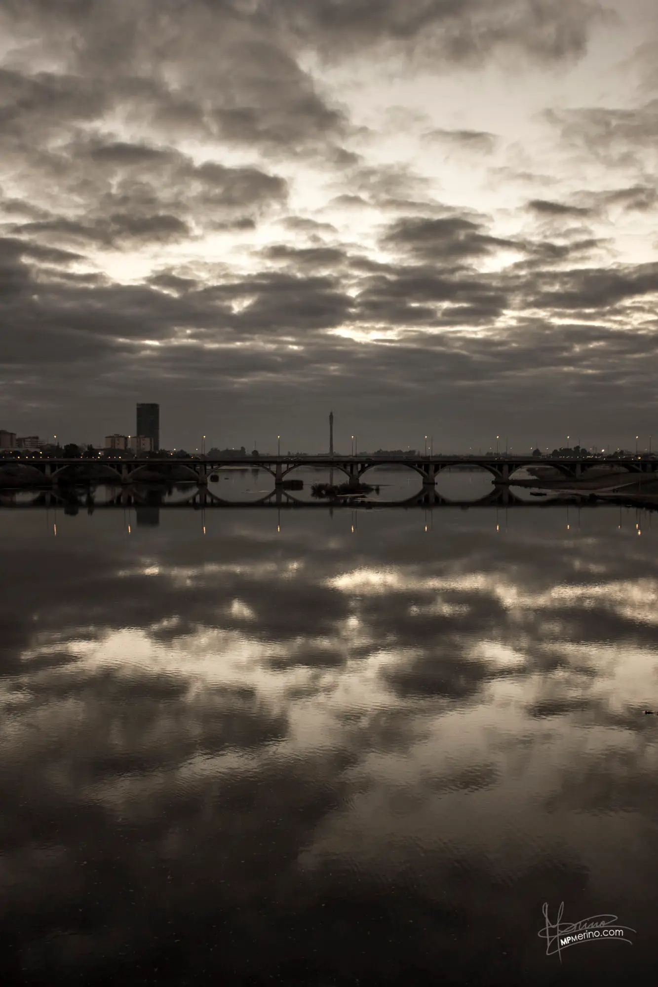 Photograph of Badajoz from one of its bridges