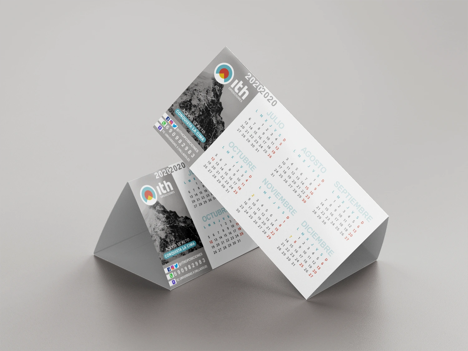 Corporate calendars on a white table