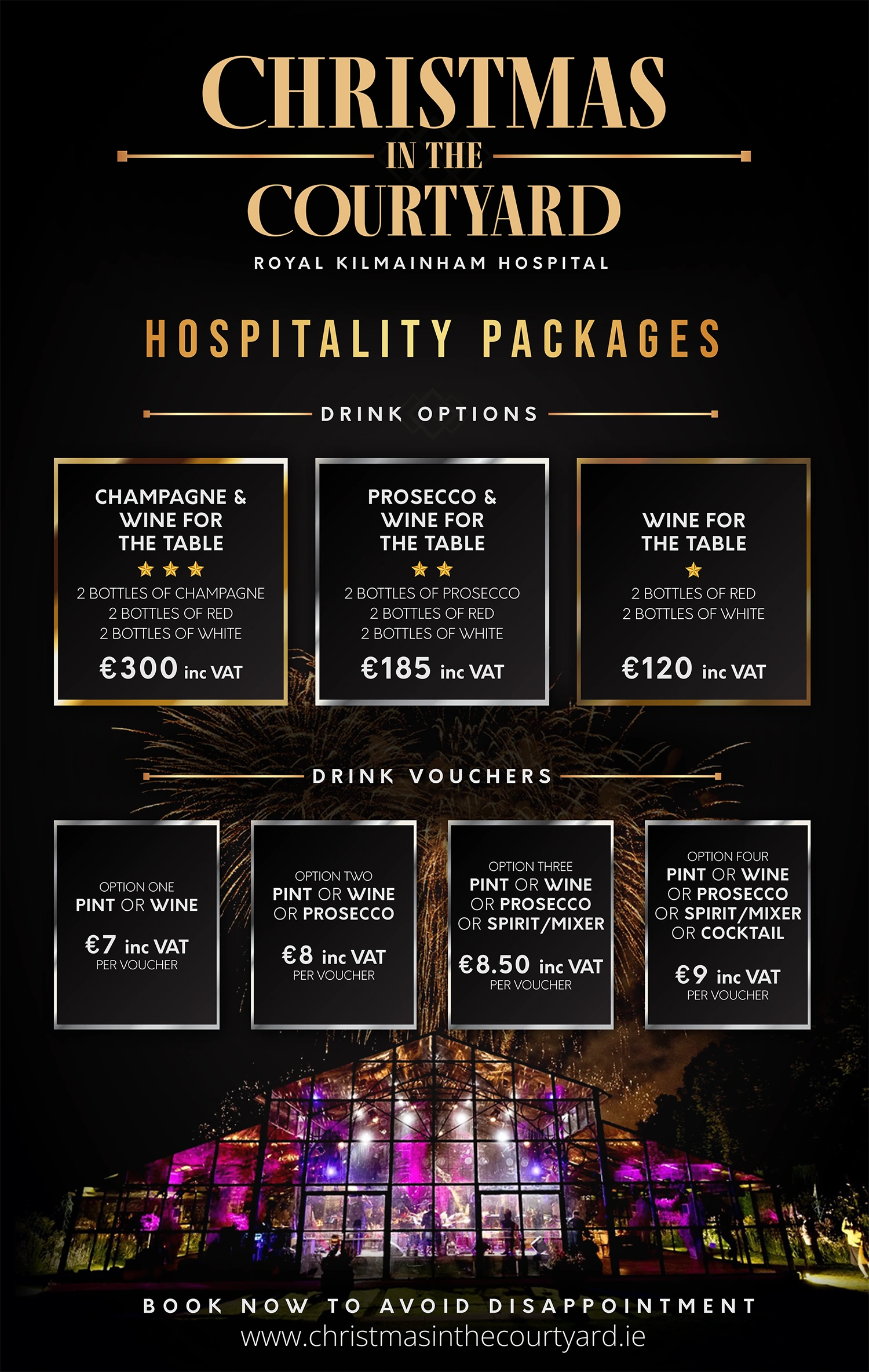 Poster with prices at a Christmas event in Dublin