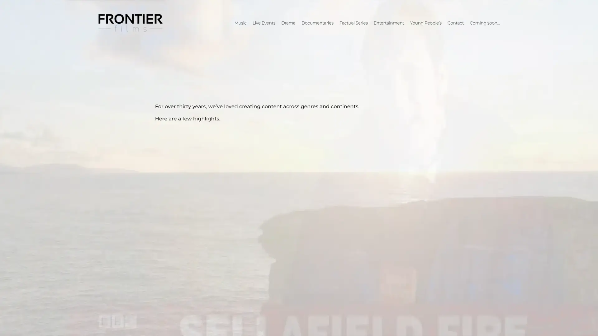 Background image of Frontier Films' website